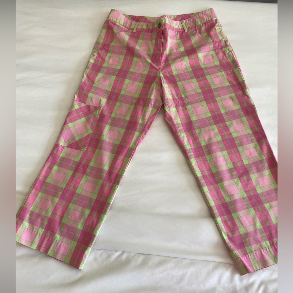 Lilly Pulitzer Vibrant Madras Plaid Cropped Cotton Pants
